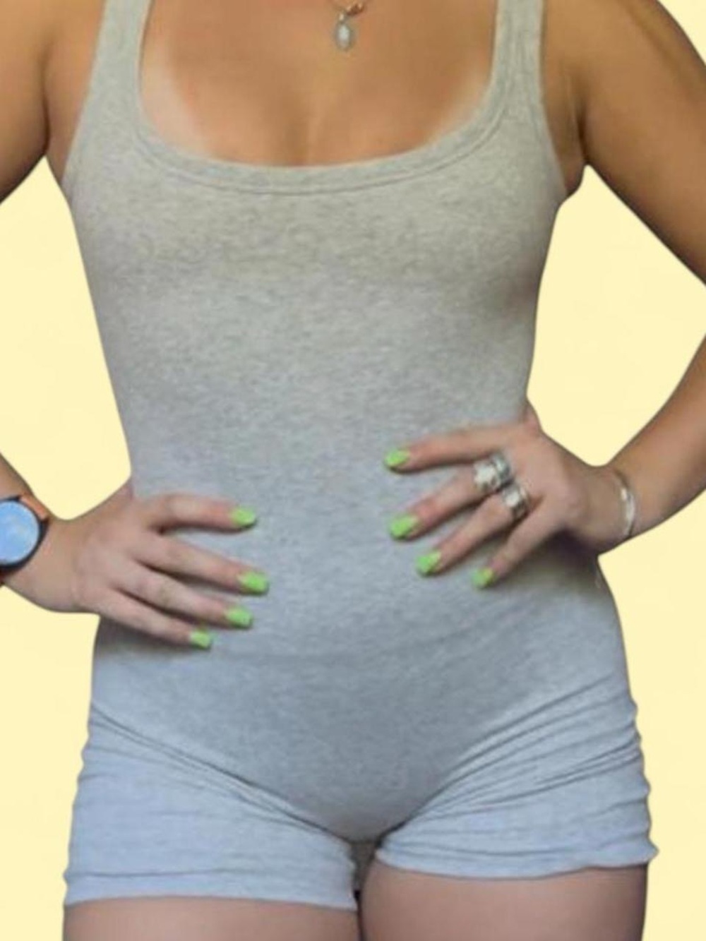 No Boundaries Grey Tank Romper Bodysuit